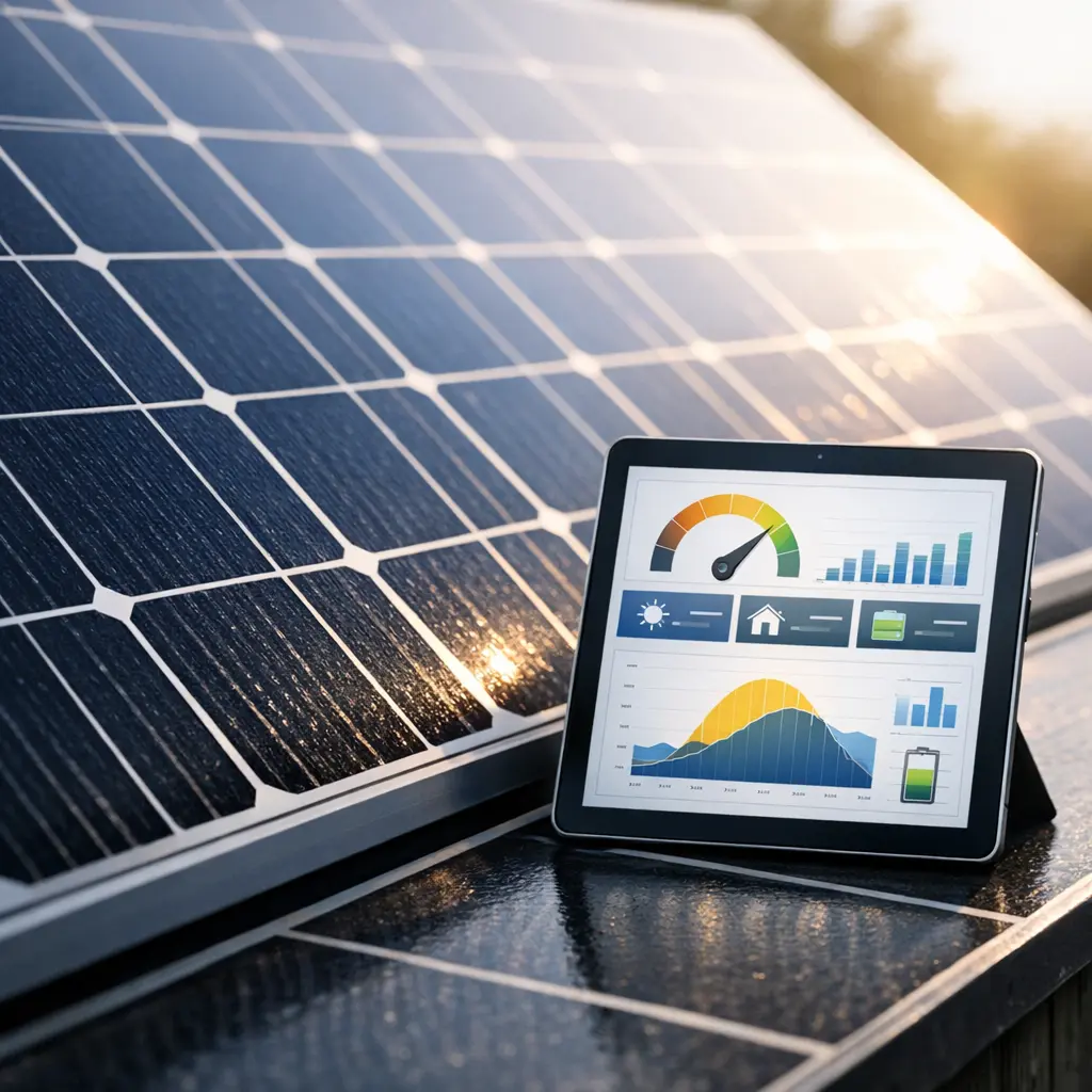 A close-up view of solar monitoring and installation work in progress.